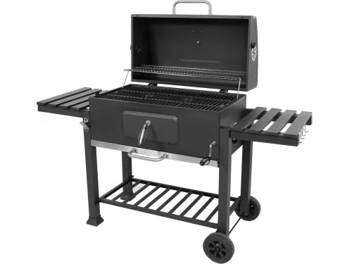 LUND cărucior grill de grădină cu rafturi din lemn 78x42,5 cm (99917)