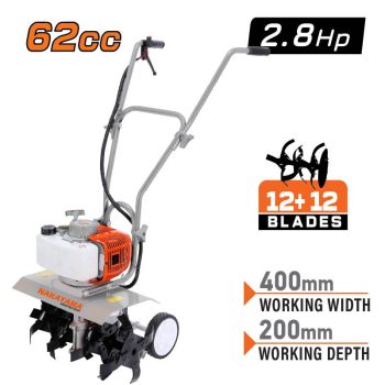   NAKAYAMA motocultor rotativ pe benzină, 62 cm³, 2,8 CP, lățime 40 cm, cu 12+12 cuțite (MB2620)