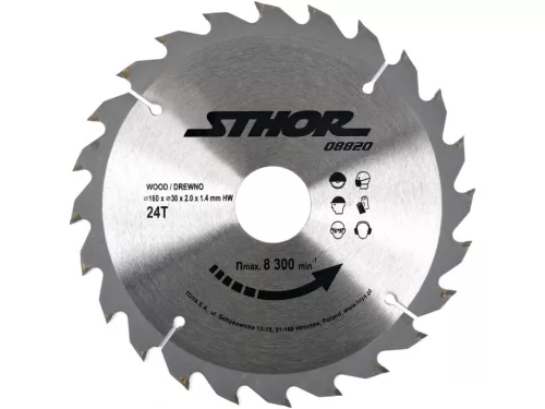 STHOR Disc fierăstrău HM pentru lemn D160 T24 D30 (08820)