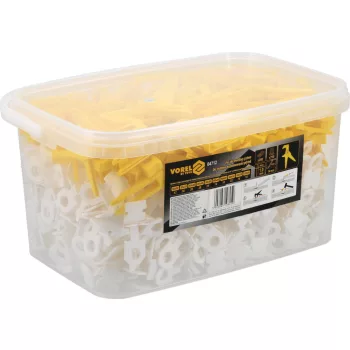   VOREL sistem de nivelare plăci, set mare 901 piese (700 baze + 200 pene + clește) (04712)