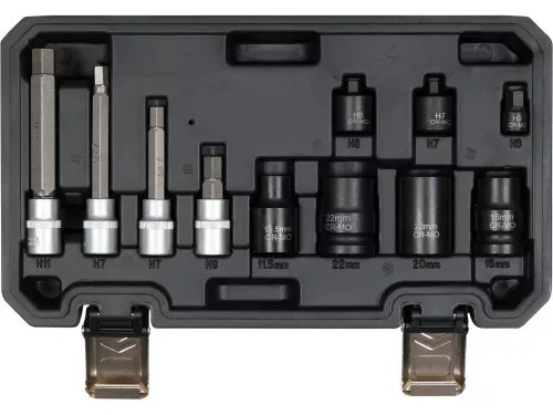 YATO Set chei tubulare pentru etrier frână 11 piese 3/8" 1/2" CrV (YT-06808)