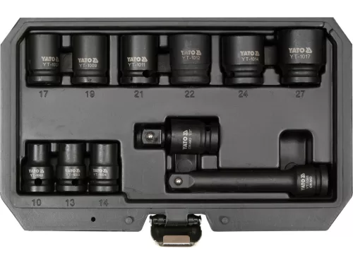 YATO Set tubulare pentru impact 1/2" 11 piese 10–27 mm (YT-10255)