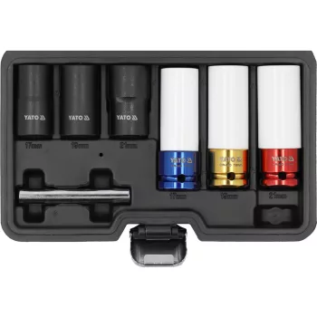   YATO Set chei tubulare impact și extractoare pentru jante aliaj 7 buc, 1/2" (YT-10559)