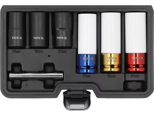 YATO Set chei tubulare impact și extractoare pentru jante aliaj 7 buc, 1/2" (YT-10559)