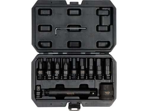 YATO Set biți tubulari lungi 12 piese Torx și Imbus 1/2", 3/4" pentru camioane CrMo (YT-10655)