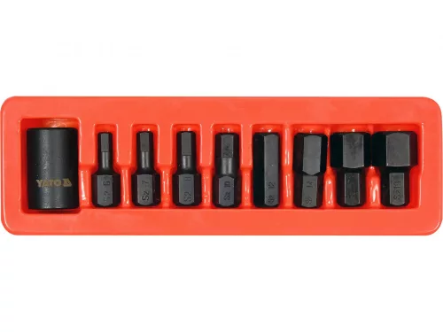 YATO Set biți imbus pentru mașină 1/2", 9 piese, cu adaptor tubular (YT-10662)