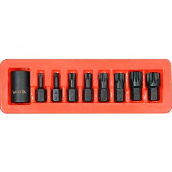   YATO Set biți Spline pentru mașină 1/2", 9 piese, cu adaptor tubular (YT-10663)