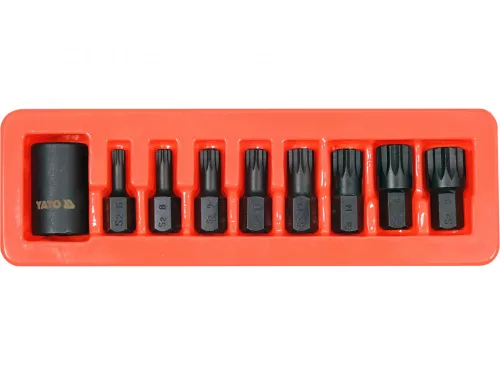 YATO Set biți Spline pentru mașină 1/2", 9 piese, cu adaptor tubular (YT-10663)