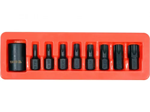 YATO Set biți Torx pentru mașină 1/2", 9 piese, cu adaptor tubular (YT-10664)