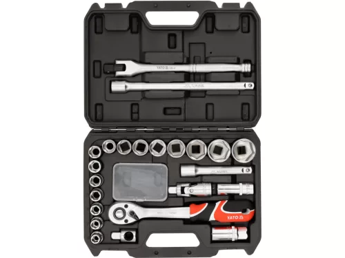 YATO set scule 1/2" cu chei tubulare și prelungitoare, 24 piese (YT-12662)