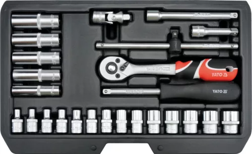 YATO Set chei tubulare 25 piese 1/4" 3,5–14 mm CrV (YT-14461)