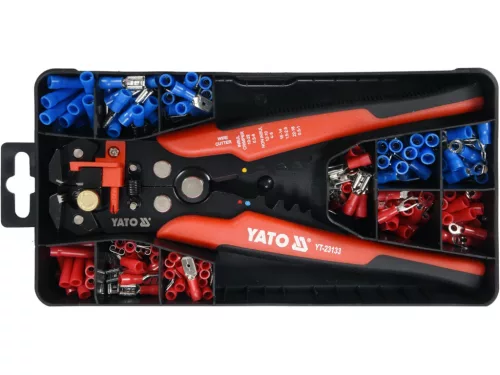 YATO Clește de sertizat 205 mm + set 190 papuci electrici (YT-23133)