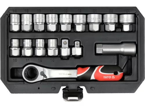 YATO Set tubulare deschise 17 piese 3/8", 1/2" SPLINE (YT-38653)
