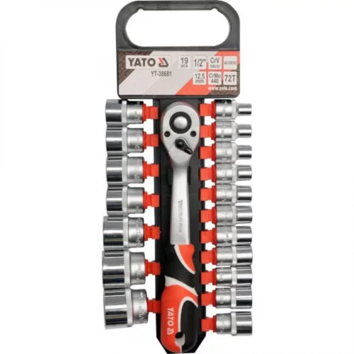 YATO Set chei tubulare 19 piese 1/2": 8–32 mm CrV (YT-38681)