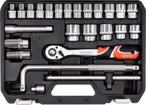 YATO Set chei tubulare 25 piese 1/2": 10–24 mm CrV (YT-38741)
