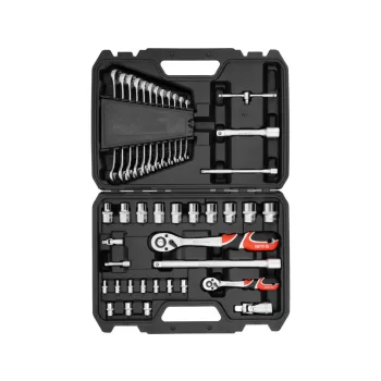   YATO Set scule cu antrenare 1/4 și 1/2", cu chei tubulare și chei combinate, 41 piese (YT-38742)