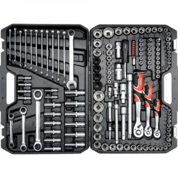   YATO Set chei tubulare 150 piese 1/2": 20–32 mm, 1/4": 4–13 mm, 3/8": 9–19 mm CrV S2 (YT-38811)
