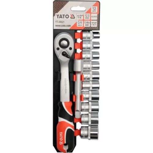 YATO Set chei tubulare 12 piese cu clichet 1/2": 10–24 mm (YT-38821)