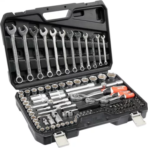 YATO Set chei tubulare 111 piese 1/2" 14–32 mm, 1/4" 3,5–13 mm, 3/8" 9–16 mm CrV (YT-38831)