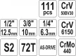 YATO Set chei tubulare 111 piese 1/2" 14–32 mm, 1/4" 3,5–13 mm, 3/8" 9–16 mm CrV (YT-38831)