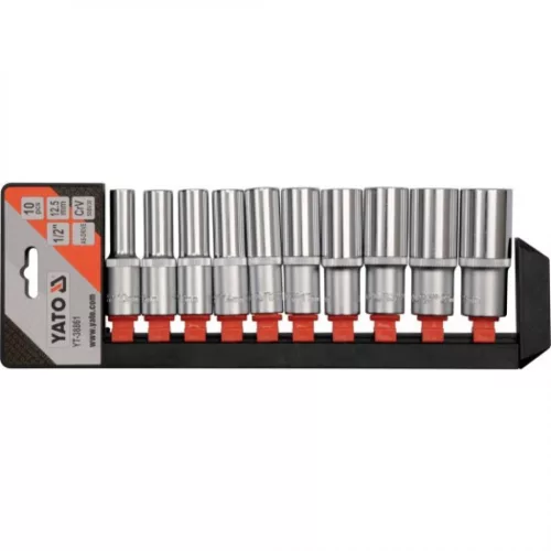 YATO Set chei tubulare 10 piese 1/2": 10–24 mm CrV profesional (YT-38861)