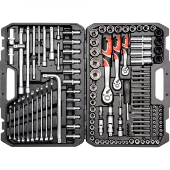   YATO Set chei tubulare 128 piese 1/2": 14–32 mm, 3/8": 10–18 mm, 1/4": 6–13 mm CrV (YT-38872)