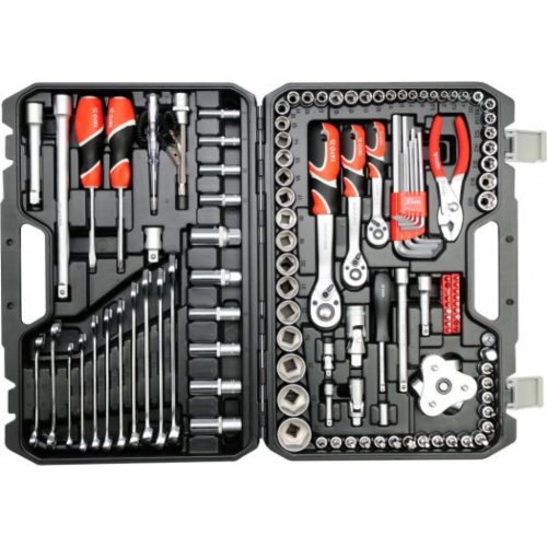 YATO Set chei tubulare pentru mecanici auto 126 piese 1/2": 20–32 mm, 1/4": 4–13 mm, 3/8": 9–19 mm CrV (YT-38875)