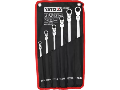 YATO set chei inelare cu clichet duble, extra lungi, 8–19 mm, 6 buc. (YT-50390)