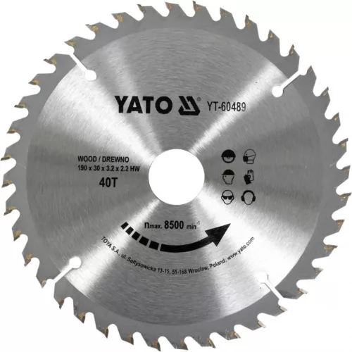 YATO Disc fierăstrău pentru lemn 190/40T/30 mm (YT-60489)