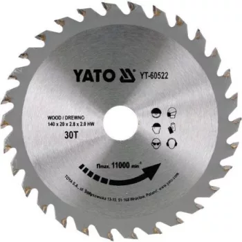 YATO Disc fierăstrău pentru lemn 140×20 mm 30T (YT-60522)