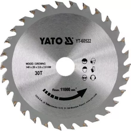 YATO Disc fierăstrău pentru lemn 140×20 mm 30T (YT-60522)