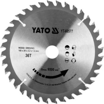   YATO Disc fierăstrău pentru lemn 160×20×1,5 mm / 36T (YT-60577)