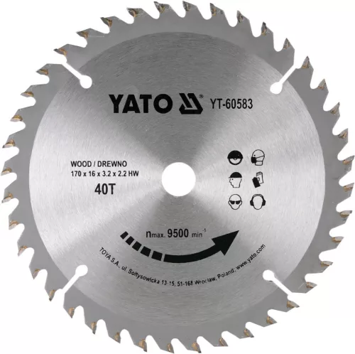 YATO Disc fierăstrău pentru lemn 170/40/16 (YT-60583)