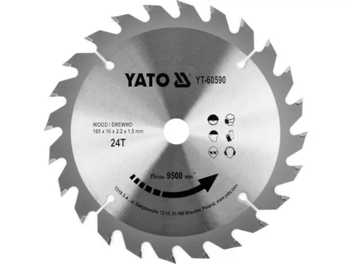 YATO Disc fierăstrău pentru lemn 165/24/16 mm (YT-60590)