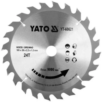  YATO Disc fierăstrău pentru lemn 185×20×1,5 mm / 24T (YT-60621)