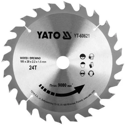 YATO Disc fierăstrău pentru lemn 185×20×1,5 mm / 24T (YT-60621)