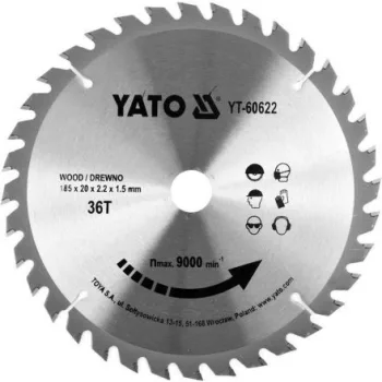 YATO Disc fierăstrău pentru lemn 185×20 mm 36T (YT-60622)