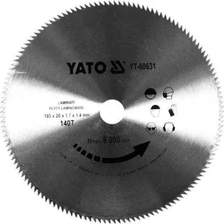 YATO Disc fierăstrău pentru parchet laminat 185×20×1,4 mm / 140T (YT-60631)