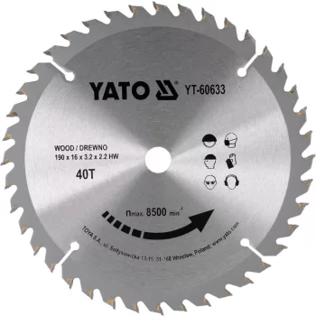 YATO Disc fierăstrău pentru lemn 190/40/16 mm (YT-60633)