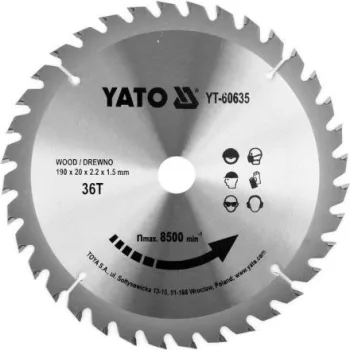 YATO Disc fierăstrău pentru lemn 190×20 mm 36T (YT-60635)