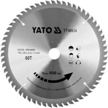 YATO Disc fierăstrău pentru lemn 190×20 mm 60T (YT-60636)