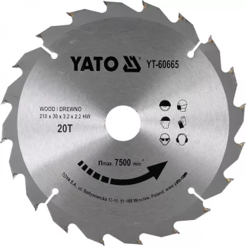 YATO Disc fierăstrău pentru lemn 210×30 mm 20T (YT-60665)