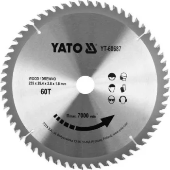   YATO Disc de ferăstrău pentru lemn 235×25,4×1,8 mm/60T (YT-60687)