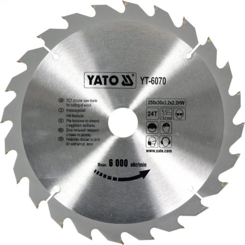 YATO Disc fierăstrău pentru lemn 250/30/24 (YT-6070)
