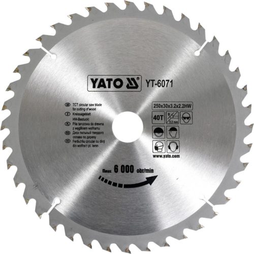 YATO Disc de ferăstrău pentru lemn 250/30/40 (YT-6071)