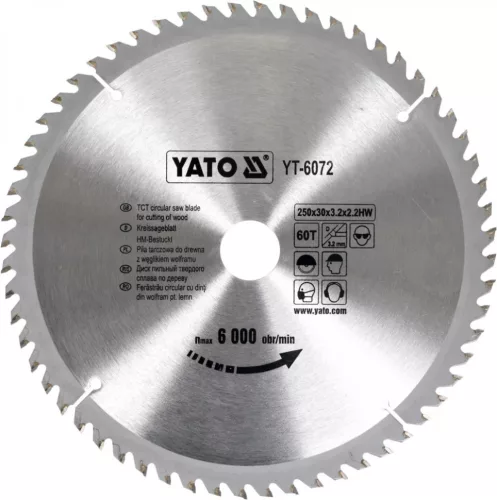 YATO Disc de ferăstrău pentru lemn 250/30/60 (YT-6072)