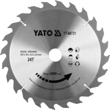   YATO Disc fierăstrău pentru lemn 255×30×2,0 mm / 24T (YT-60731)