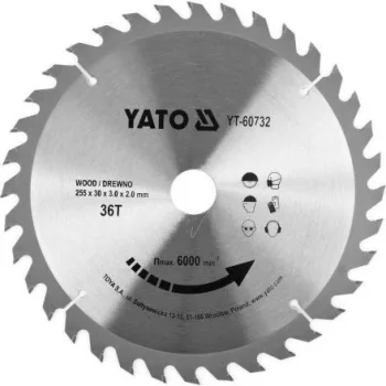   YATO Disc de ferăstrău pentru lemn 255×30×2,0 mm/36T (YT-60732)