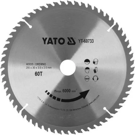 YATO Disc de ferăstrău pentru lemn 255×30 mm/60T (YT-60733)