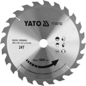   YATO Disc de ferăstrău pentru lemn 305×30×2,2 mm/24T (YT-60782)